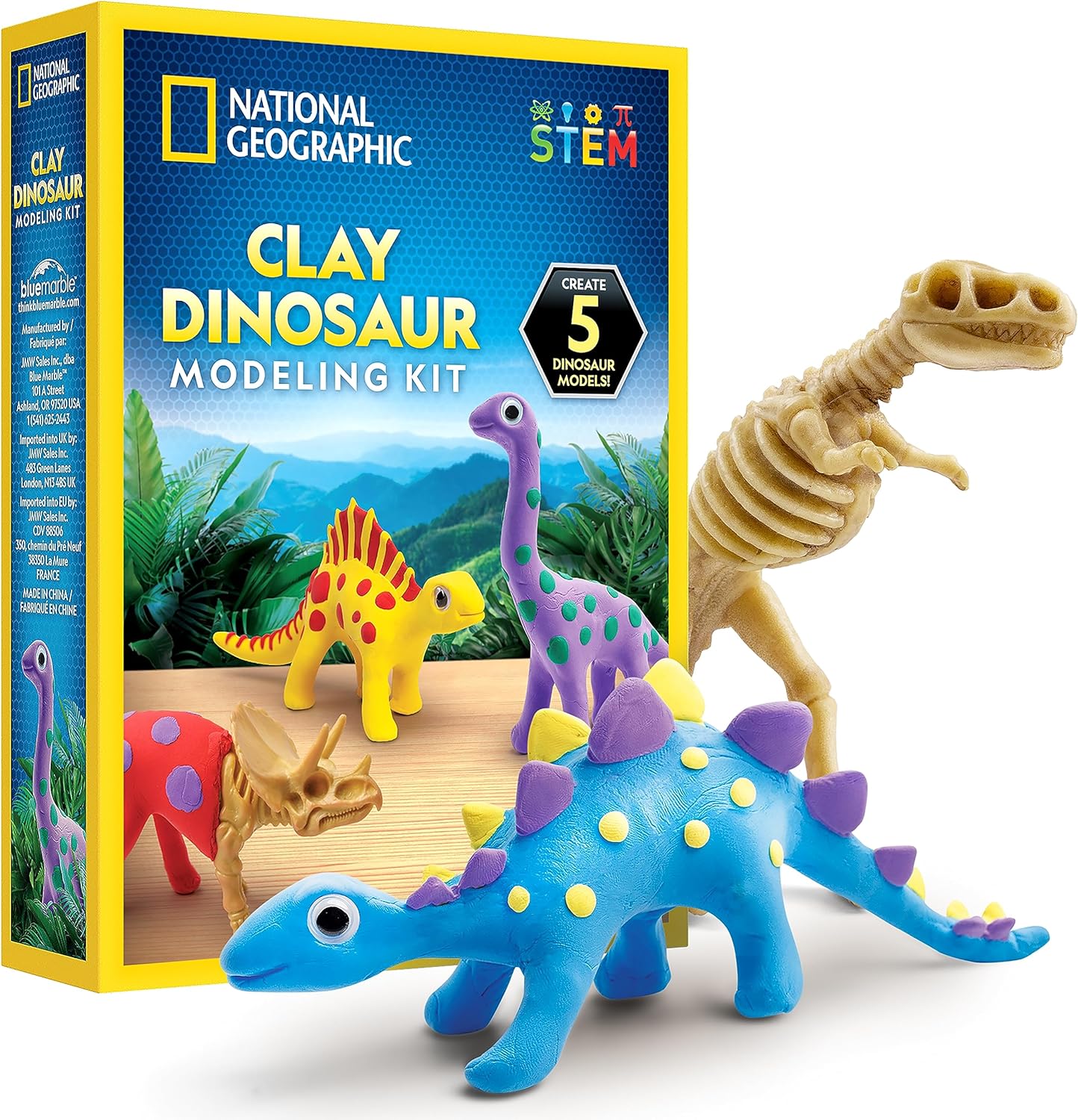 National Geographic Giant Dinosaur Egg Activity Kit – 15+ Dino Crafts, Painting Cars, Clay Models, Dig Brick, Stickers & Learning Guide, Dinosaur Science Toy for Boys & Girls