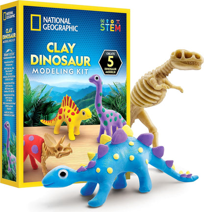 National Geographic Giant Dinosaur Egg Activity Kit – 15+ Dino Crafts, Painting Cars, Clay Models, Dig Brick, Stickers & Learning Guide, Dinosaur Science Toy for Boys & Girls