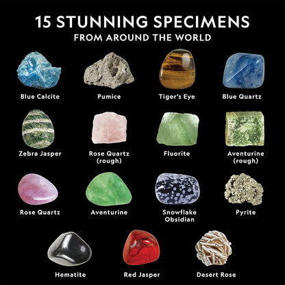 National Geographic Rocks & Mineral Collection - Rock Collection Box for Kids with 15 Gemstones and Crystals, Geology for Kids, Crystal Collection, Science Kit, Rock Gift (Amazon Exclusive)