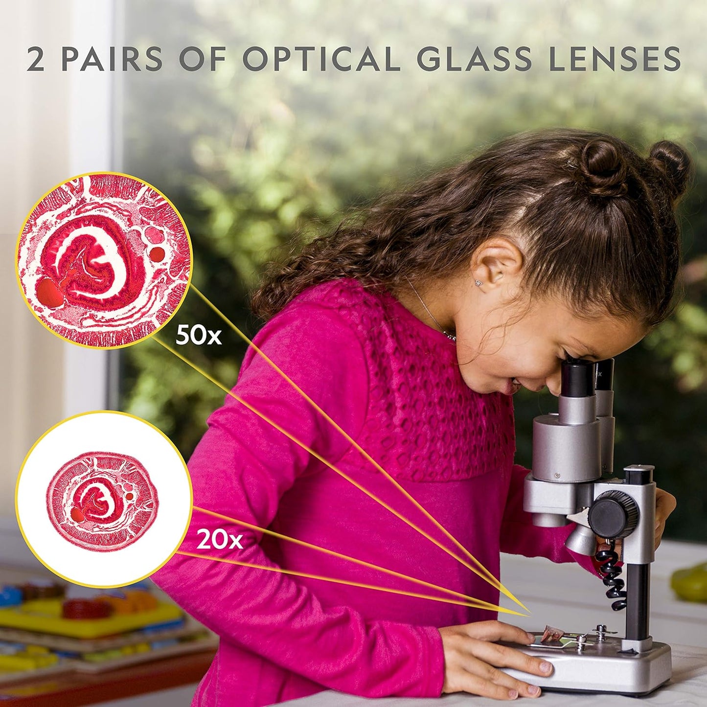 National Geographic Dual LED Kids Microscope - 50+ pc Science Kit with 10 Prepared Slides & 10 DIY Blank Slides, Biology Experiment Activity, Microscope Kit for Kids 8-12 (Amazon Exclusive)