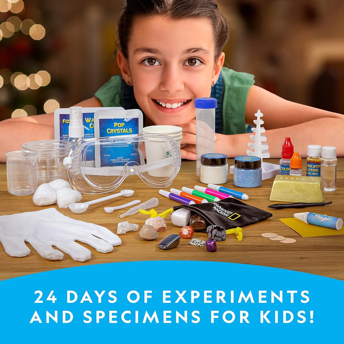 NATIONAL GEOGRAPHIC 2026 Science Kit & Rock Collection Advent Calendar – Jumbo Advent Calendar with 24 Days of Science Experiments, Gemstones & More for Kids, STEM Projects for Kids Ages 8-12