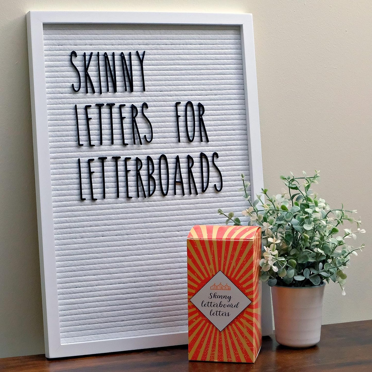 Skinny Felt Board Letters Only Set NO BOARD INCLUDED, Rae Inspired Font Farmhouse Decor Accessory, 2 Inch White Plastic Letters Numbers Symbols For Changeable Felt Letter Board Message Bulletin