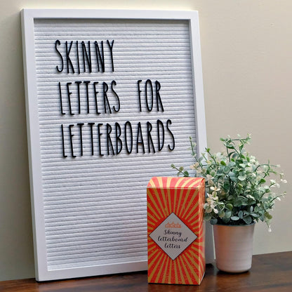 Skinny Felt Board Letters Only Set NO BOARD INCLUDED, Rae Inspired Font Farmhouse Decor Accessory, 2 Inch White Plastic Letters Numbers Symbols For Changeable Felt Letter Board Message Bulletin