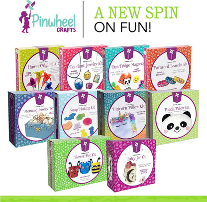 Pinwheel Crafts Flower Pot Painting Kit – Paint Your Own Kids Gardening Set with Seeds, Soil, 8 Paints, 2 Brushes & 3 Pots, DIY Plant Growing Kit for Kids Ages 8-12+, Kid Gardening Set