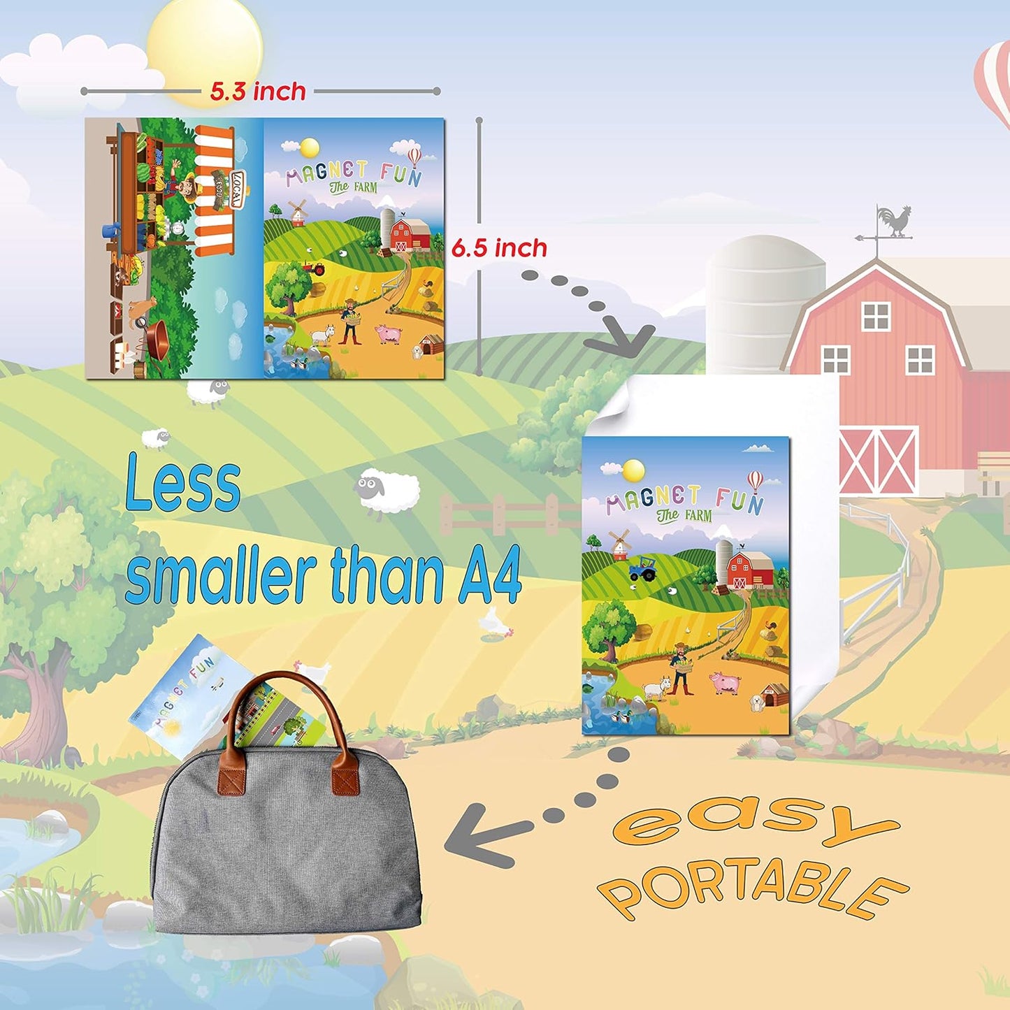 Magnetic Portable Playboard Cute Zoo Ainimal Magnets Create Scene for Learning Travel Toy (51 Pcs)