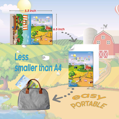 Magnetic Portable Playboard Cute Zoo Ainimal Magnets Create Scene for Learning Travel Toy (51 Pcs)