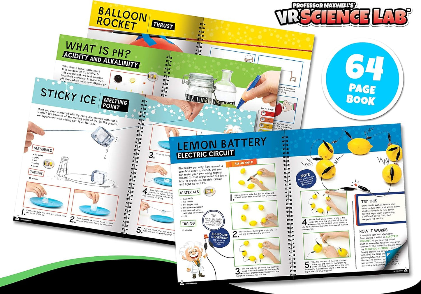 Professor Maxwell's VR Science Lab - Virtual Reality Kids Science Kit, Book and Interactive STEM Learning Activity Set (Full Version - Includes Goggles) - for Ages 8 and Up