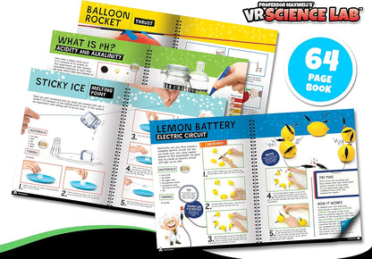 Professor Maxwell's VR Science Lab - Virtual Reality Kids Science Kit, Book and Interactive STEM Learning Activity Set (Full Version - Includes Goggles) - for Ages 8 and Up