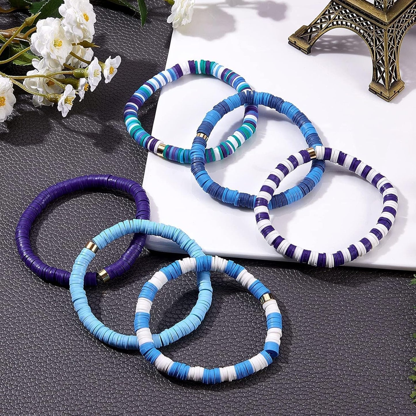 3500pcs Pink Clay Beads for Bracelets Making Kit, 6mm Heishi Polymer Flat Round Disc Clay Beads for Jewelry Making Pink