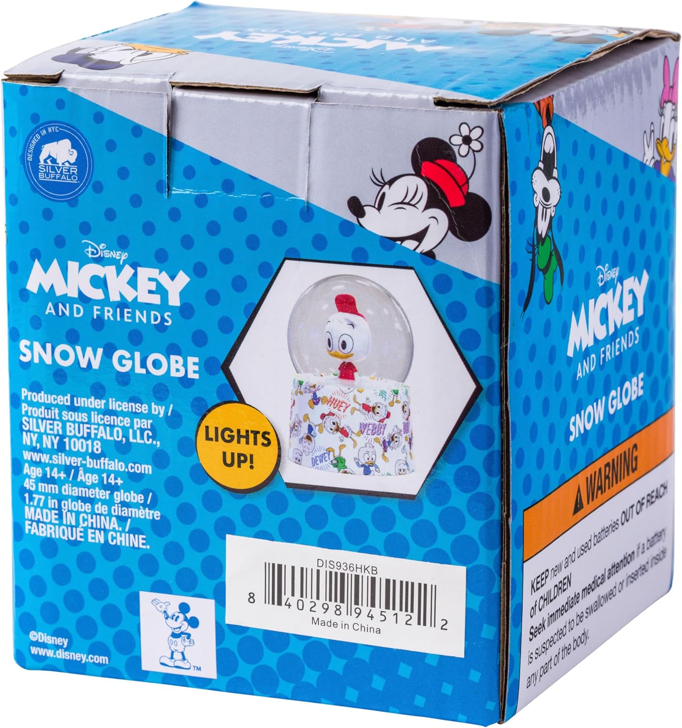 Silver Buffalo Disney Mickey and Friends Mini Light Up Snow Globe│Minnie Mouse│3.8 Inches Tall, 45mm (Small)