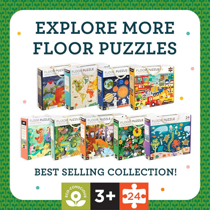 Petit Collage Floor Puzzle, Our World, 24-Pieces – Large Puzzle for Kids, Completed Map Puzzle Measures 18” x 24” – Makes a Great Gift Idea for Ages 3+