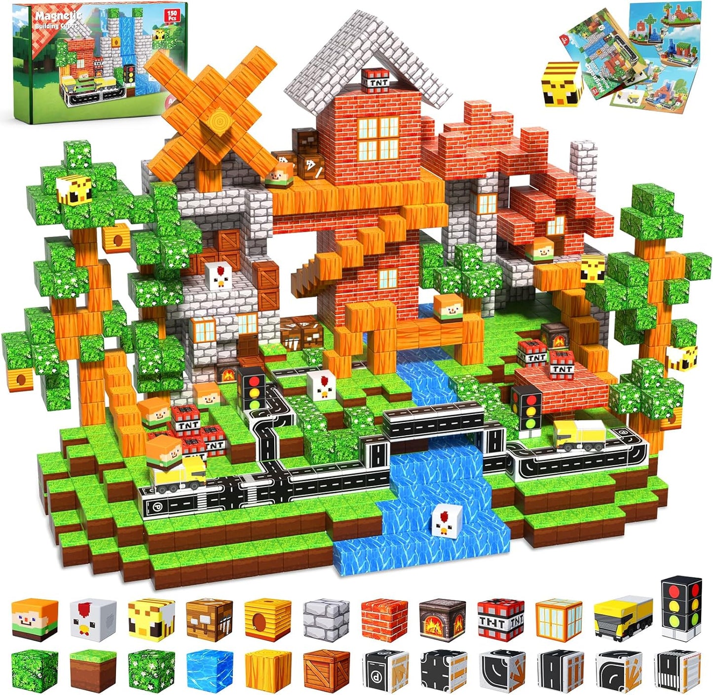 Magneverse 150 PCS Magnetic Blocks - Building Block for Kids Ages 4-8, Magnet Blocks Cubes for Boys Girls, STEM Educational Stacking Magnet Toy for 3 4 5 6 7 8 9 10 11 12 Birthday Gifts