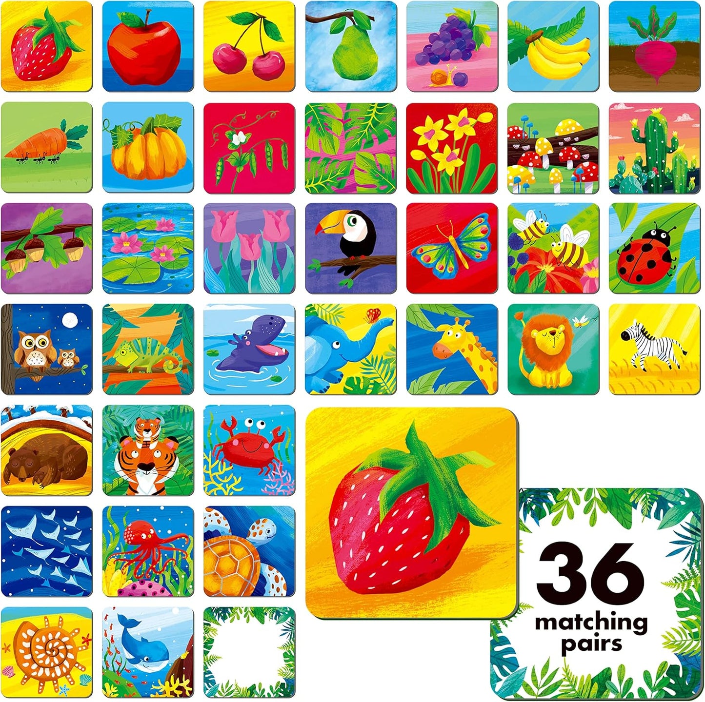 Memory Matching Game, 72 PCS Sight Words Matching Cards for Kids, 36 Pairs Memory Cards, Educational Toy for Children to Learn Sight Words 5+ Years Old