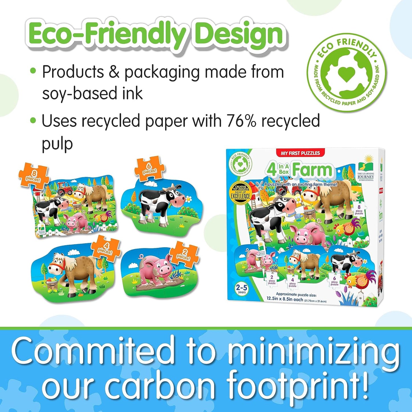 The Learning Journey: My First Puzzle Sets 4-In-A-Box Farm – Farm-Themed Puzzle Sets - Educational Toddler Toys & Activities for Children Ages 2-5