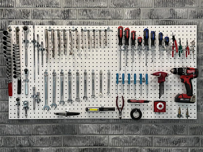 Triton Products Heavy Duty Poly Pegboards - Set of 2 DuraBoard Wall Panels, Each 22" x 18" x 1/4" with 1/4" Holes for Home, Office, Garage, Storage and Organization (White)