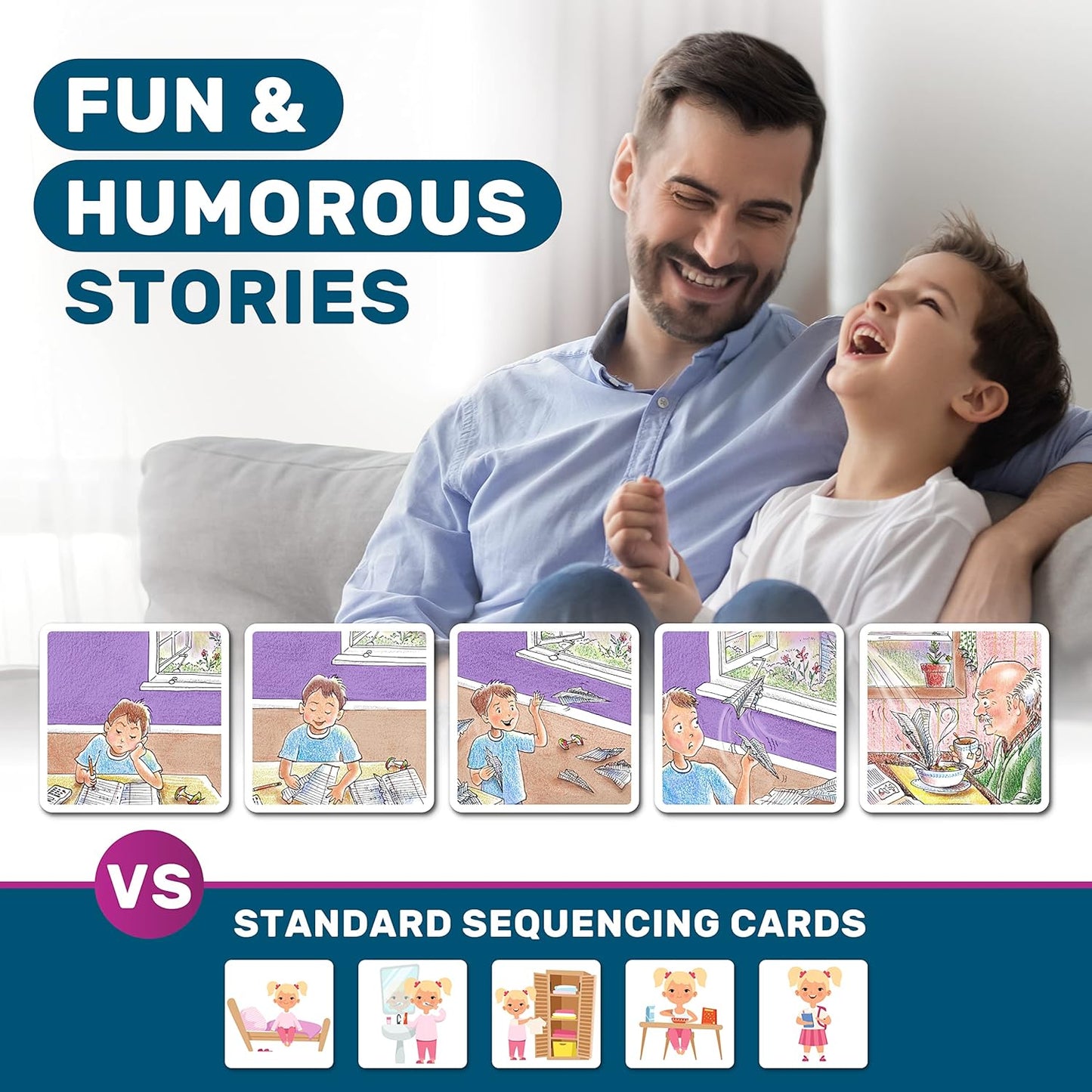 SkillEase Chatter Pop and Story Cues Bundle, Sequencing Cards, Speech Therapy Material, Conversation Cards, to Build Social Skills