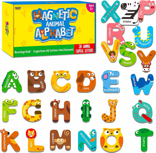 Magnetic Uppercase Letters and Numbers, Educational Learning Tool for Kids Word Recognition 39 Pieces Magnets Include 26 Colorful Alphabet Letters, 10 Numbers and 3 Symbols,Toddlers 3 4 5 Years Old