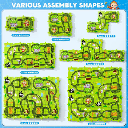 Beby Buty 64PCS Puzzle Track Car Set Toys for Kids Boys, Toddler Toys Gifts for 3 4 5 Year Old, Floor Puzzle Tracks Car for Boys Ages 3-5 4-6, for 3 4 5 6 Year Old