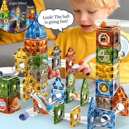 325PCS Glow in The Dark Marble Run with Motorized Elevator, STEM Building Blocks Toy Includes 113 Marbles, for Kids Ages 3+, Easter Birthday Gift for Boys and Girls