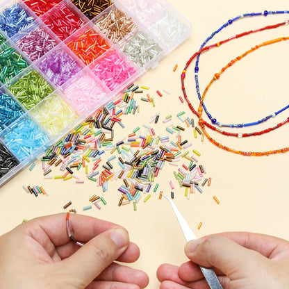 5040Pcs Tube Bead Embroidery Kit, Bugle Beads for Embroidery for Jewelry Making, Crafts, Bracelets, Necklaces, Earrings