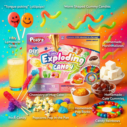 Playz Edible Candy Making Science Kit for Kids Ages 8-12 Years Old - Food Science Chemistry Kid Science Kit with 40 Experiments to Make Your Own Chocolates, Educational Science Kits for Boy & Girls