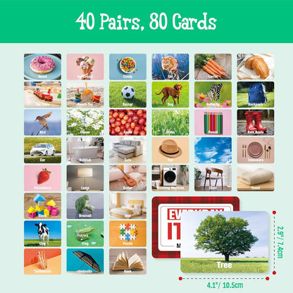 Hebayy Wild Animal Matching Game, 80 PCS Realistic Animal Memory Matching Cards for Toddlers 40 Pairs Real Animal Memory Cards Educational Toys for Preschool Boys & Girls 4 5 6 Years Old