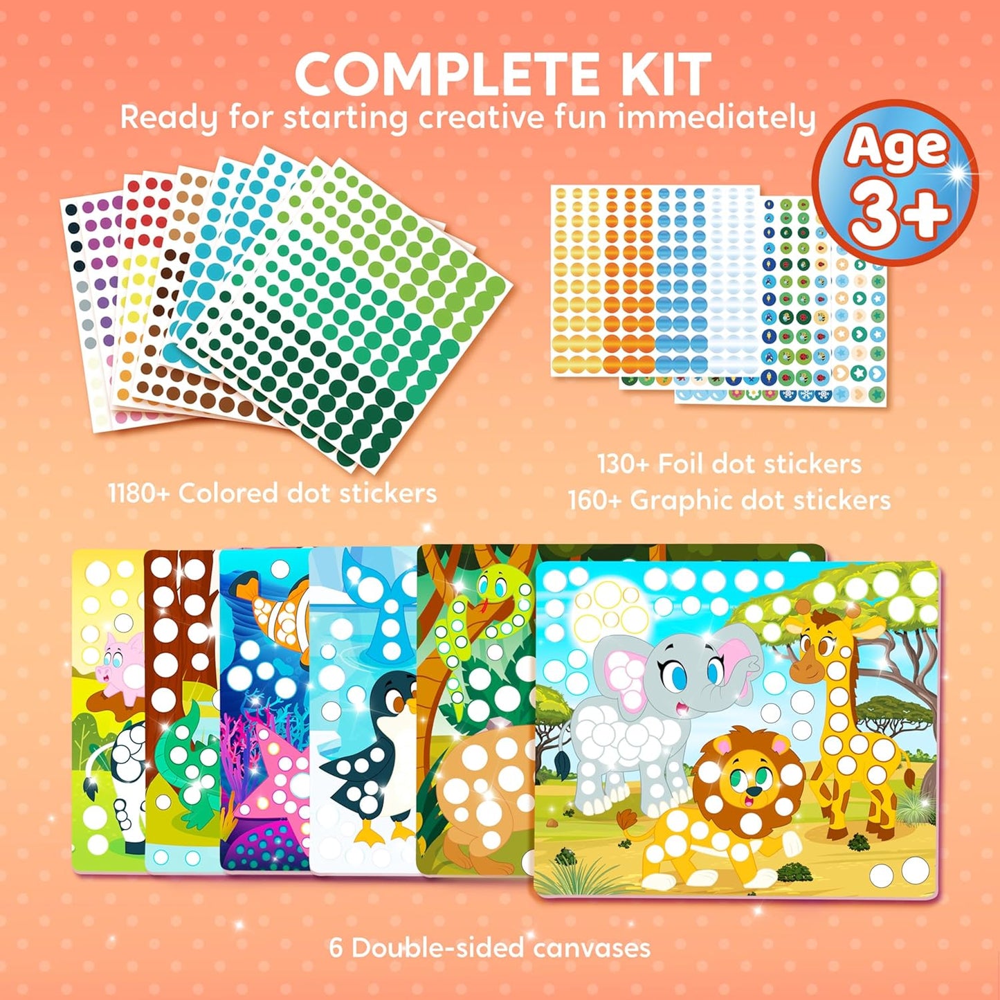 Klever Kits Dot Art Kit for Kids, No Mess Sticker for Toddlers 3-7, Craft Kits, DIY Creative Activity, Travel Toy, Birthday Presents for Boys Girls (Unicorns & Princess)