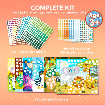 Klever Kits Dot Art Kit for Kids, No Mess Sticker for Toddlers 3-7, Craft Kits, DIY Creative Activity, Travel Toy, Birthday Presents for Boys Girls (Unicorns & Princess)
