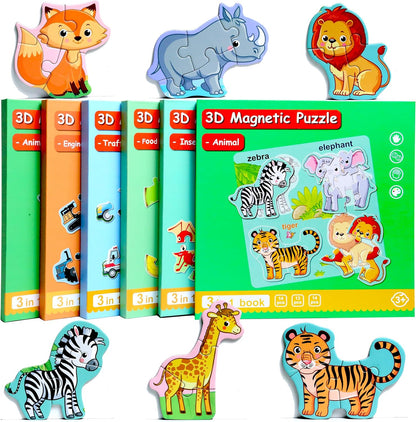 Magnetic Puzzles for Kids Ages 1-3, Travel Toddler Puzzles Ages 2-4 Year, Excavator Refrigerator Magnet for Kids Learning Gift for Road Trip