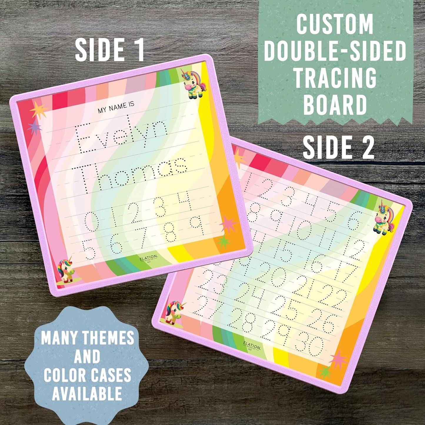 Kid's Name Tracing Board | Dry Erase Letter Tracing | Reusable Name Alphabet Tracing| Number Tracing | Personalized | Baby Unicorn Theme