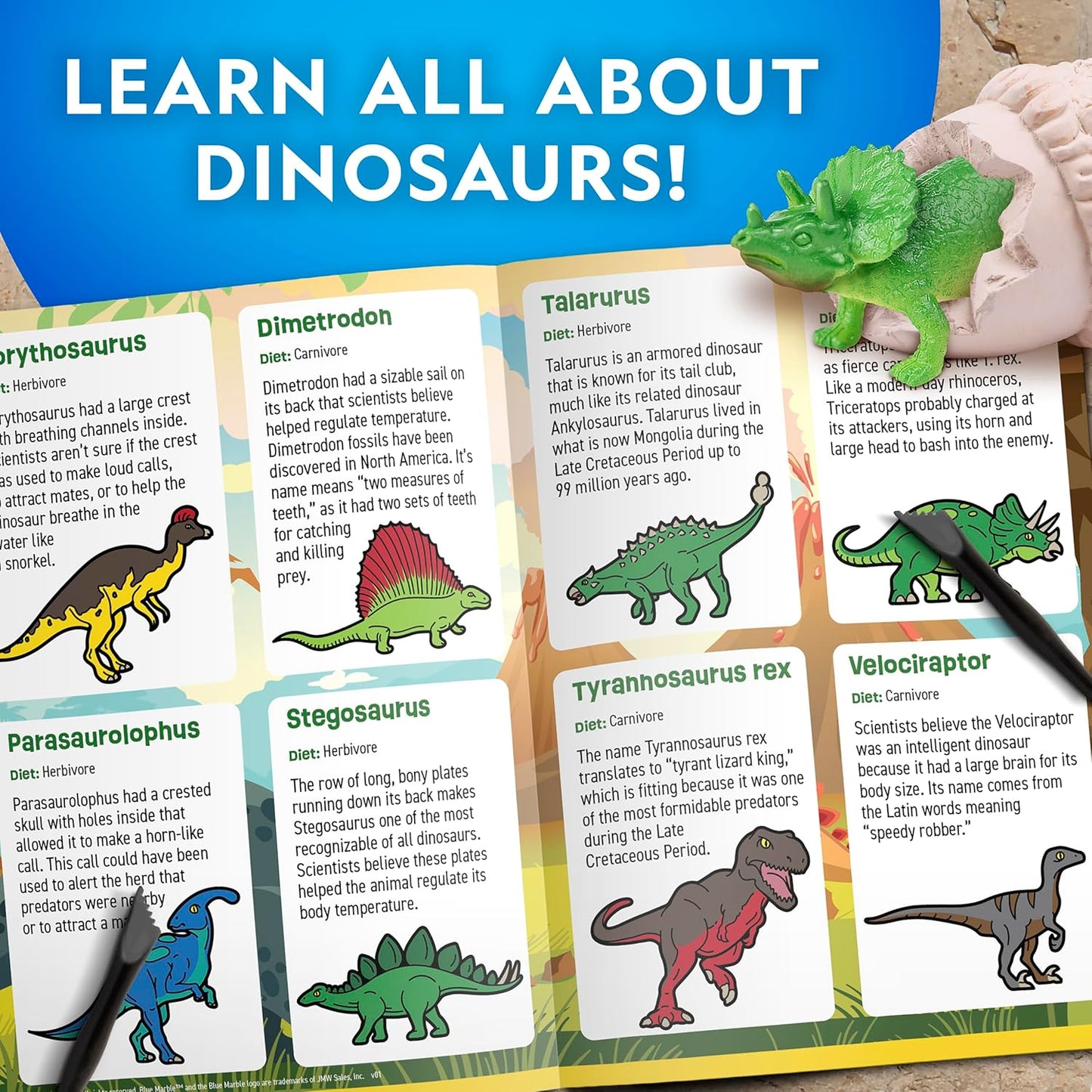 National Geographic Dinosaur Dig Kit - 12 Dino Shaped Dig Bricks with Dinosaur Figures Inside & Excavation Tool Sets, Egg Hunt or Dig Party Activity, Great STEM Toy for Boys & Girls