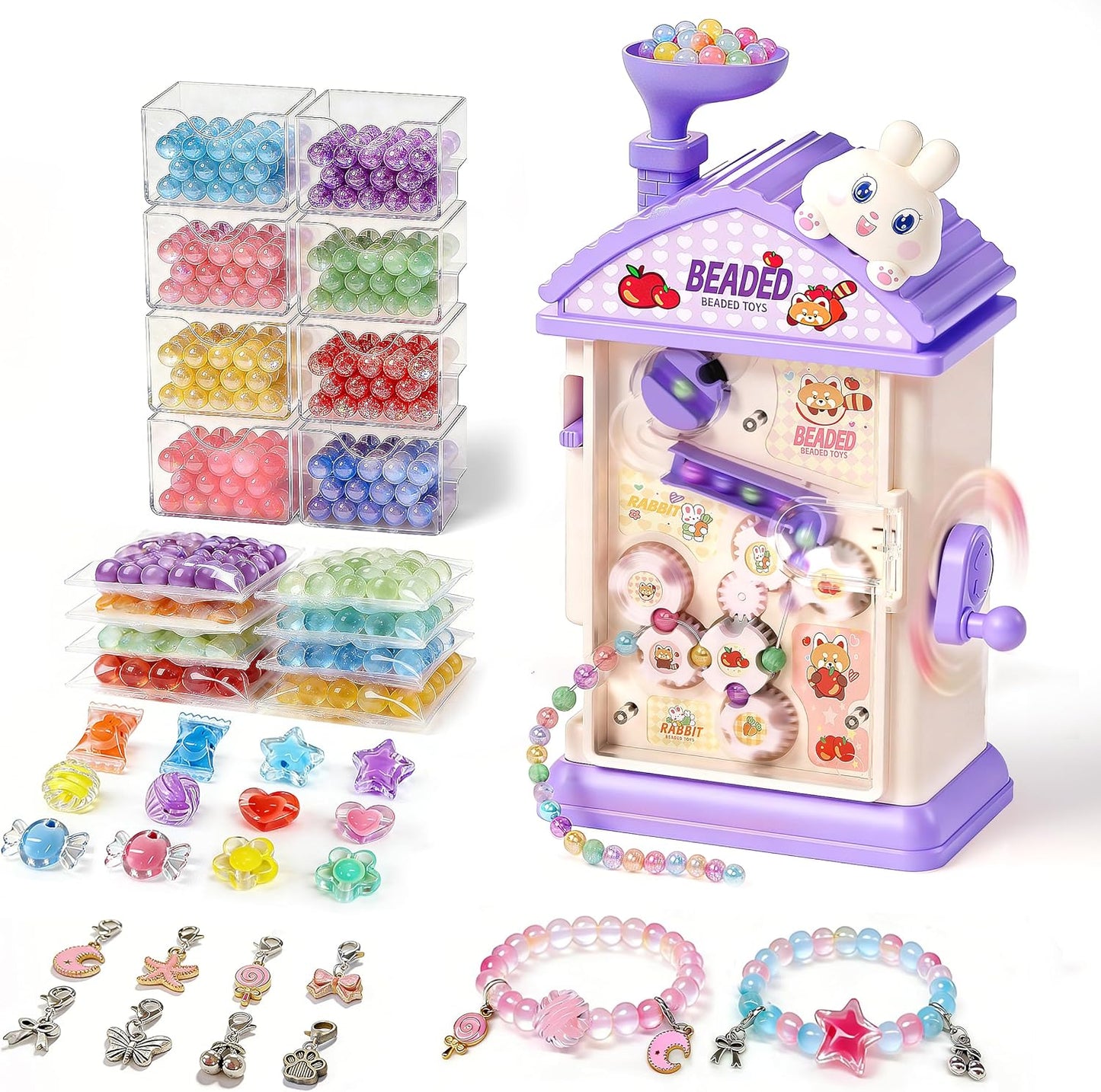 Eohemeral Bracelet Making Kit for Girls 6-12, Jewelry Making Kit with 800 Beads, DIY Bracelet Maker Machine, Built-in Storage & Bead Recycler, Kids Crafts Toy No Batteries Required (Pink)