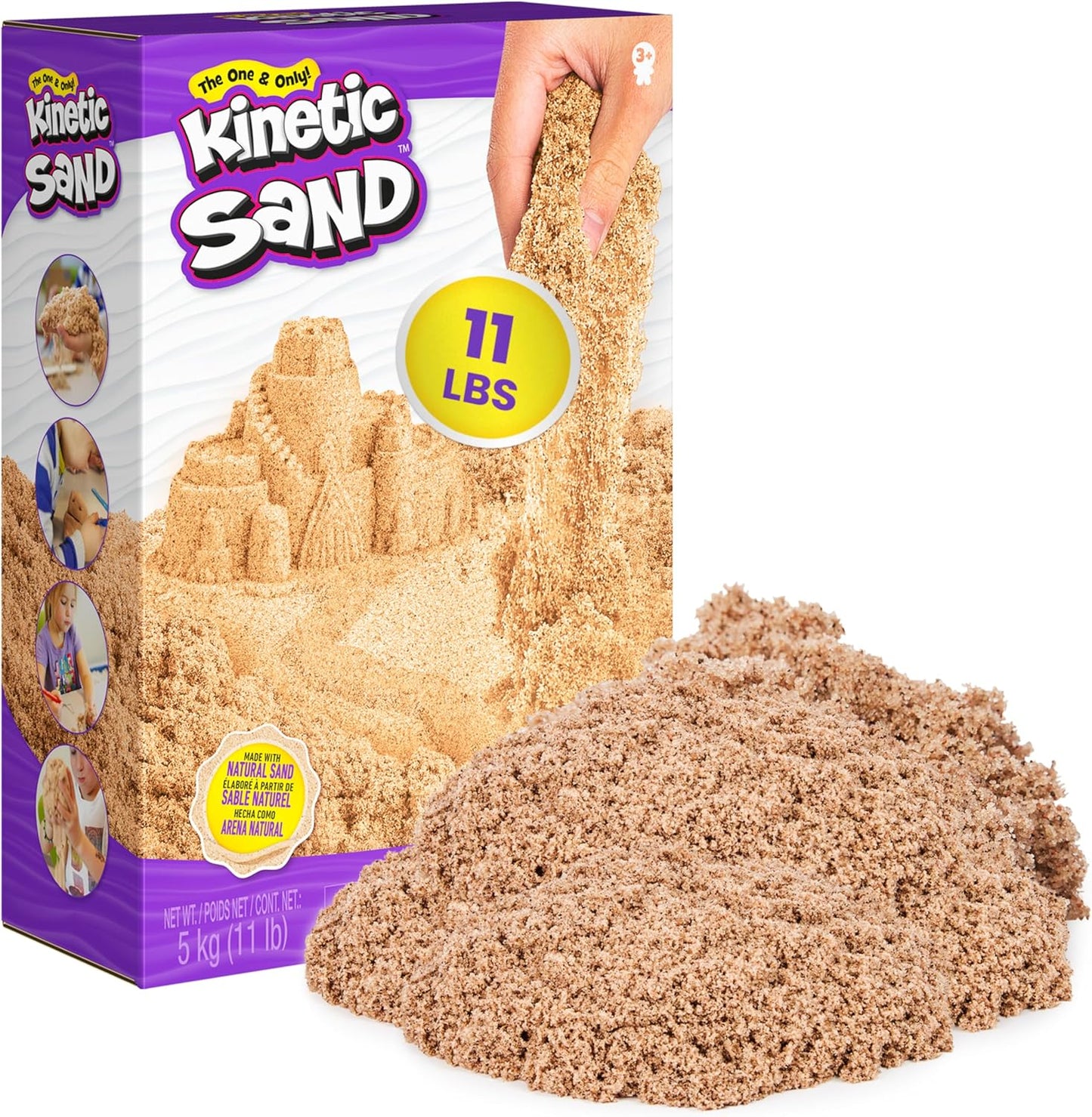 Kinetic Sand, 3.25lbs Beach Play Sand, Amazon Exclusive, Moldable Sensory Toys for Kids, Resealable Bag (Packaging May Vary), for Ages 3 and up