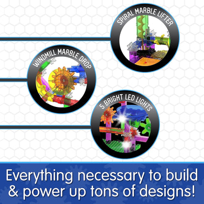 The Learning Journey: Techno Gears Marble Mania - Extreme Glo (200+ pcs) - Glow in The Dark Marble Run for Kids Ages 8-14 Years - Award Winning Toys