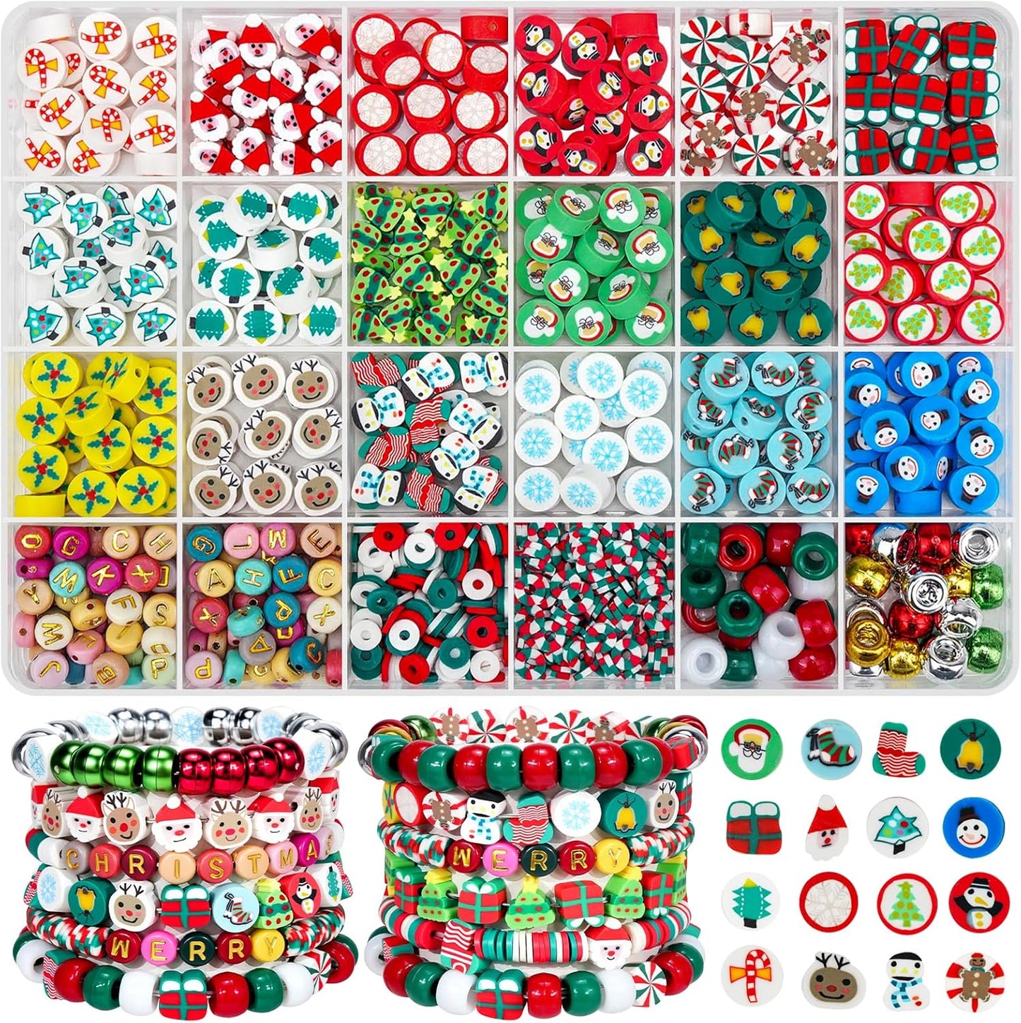 Gionlion 1200 Pcs Polymer Clay Beads Bracelet Making Kit, 25 Style Animal Fruit Flower Butterfly Bunny Pony Letter Beads Charms for Jewelry Making, DIY Art and Crafts Toys Gifts
