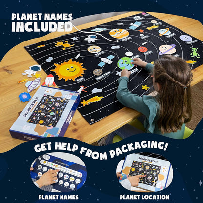 BONNYCO Solar System for Kids Toys with 61 Felt Figures. Space Montessori Toys, Girls Boys Birthday Gifts Planets. Felt Board for Toddlers Story, Educational Kids Gifts 3 4 5 6 7 8 Years, Christmas