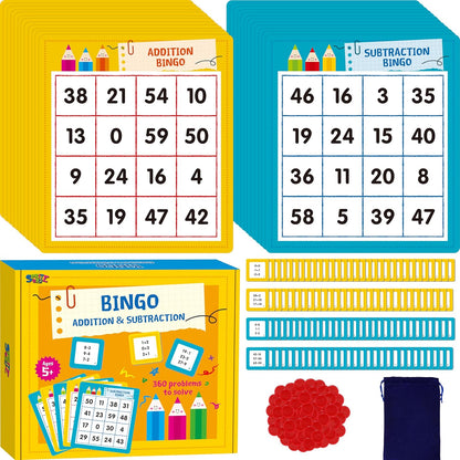 SpriteGru Multiplication & Division Bingo Game, 480 Math Problems, 2 Educational Math Board Game for Kindergarten and Preschool Kids 4-8, Perfect for Classroom & At Home (Up to 25 Players)