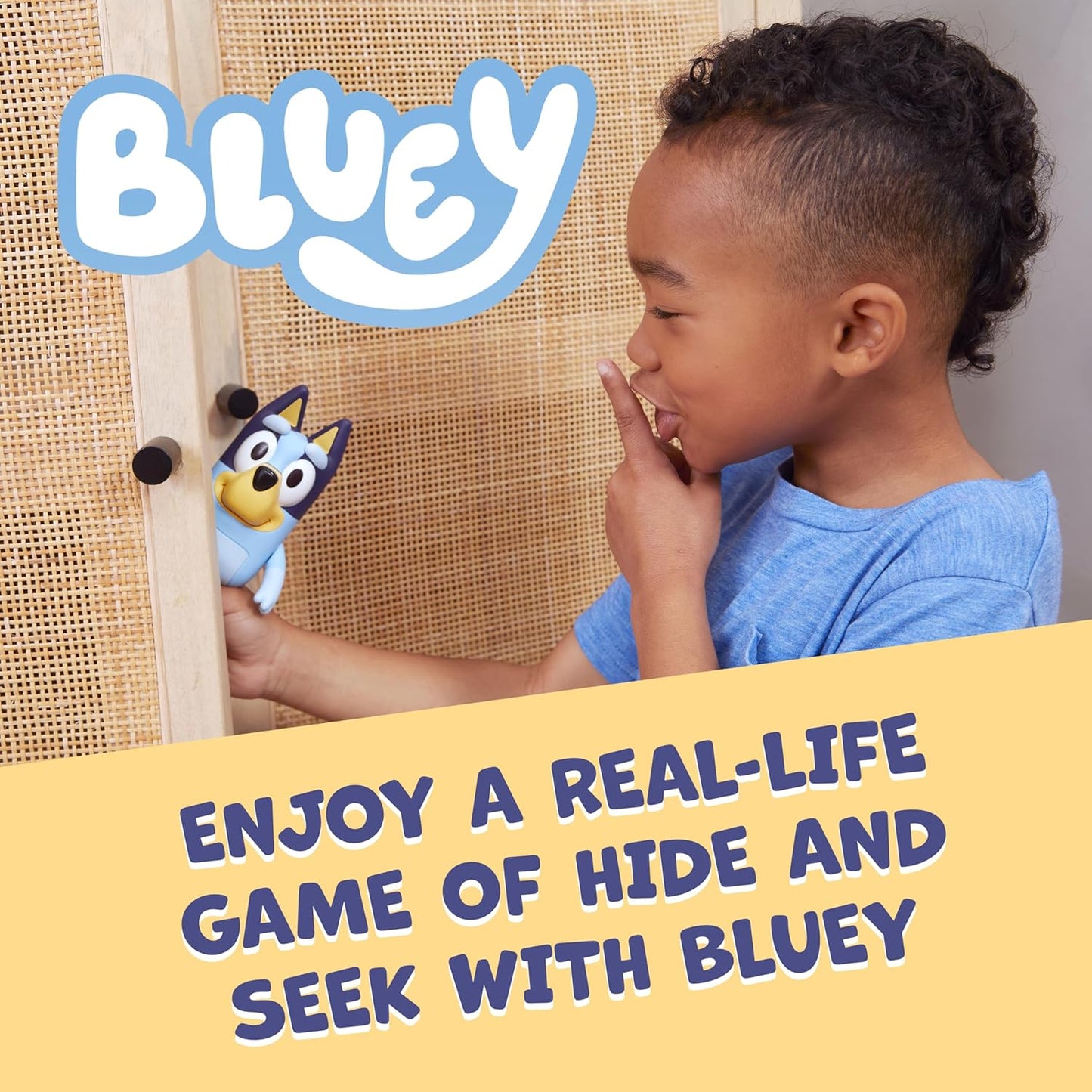 Bluey Game Hide and Seek Figure, Articulated, Musical Kids Figurines with Dance Mode, Interactive Play Toddler Figurine Toys for Ages 3+