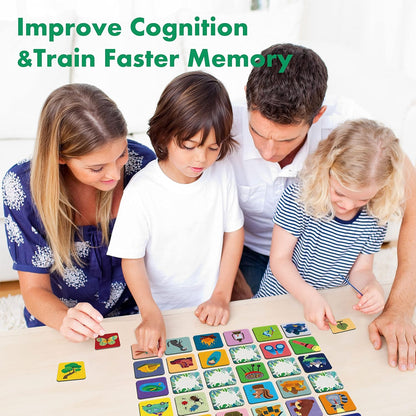 Hebayy 72 PCS Memory Matching Game, Real Animal Matching Cards for Toddlers 36 Pairs Memory Cards for Preschool 4 5 6 Years Old