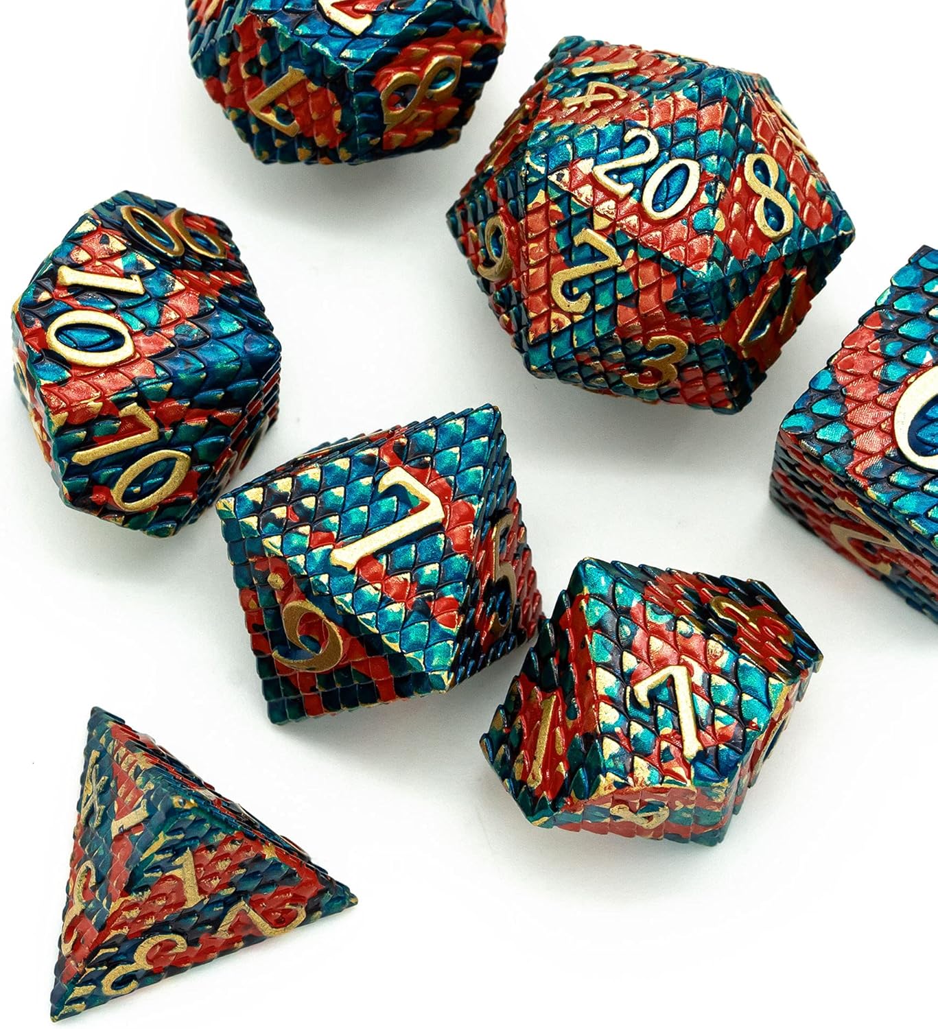 UDIXI Steampunk Metal Dice Set, 7 Die Polyhedral DND Dice Set for D&D Role Playing Game and Math Teaching (Ancient Copper)