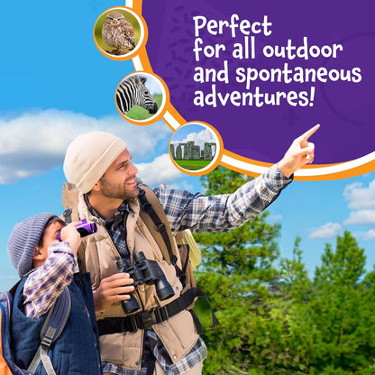 Think Peak Pink Binoculars Science Toy for Kids Ages 3-12 Years - Real Compact Outdoor Adventure & STEM Educational Nature Hiking Explorer for Bird Watching, Camping Children’s Birthday Gift