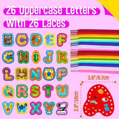 SpriteGru 9 Pieces Kids Lacing Cards, Double Sided Sewing Cards in 9 Vehicle Cards with 9 Colorful Laces, Imagination Development Lacing Toys Games for Children Educational and Learning Activity