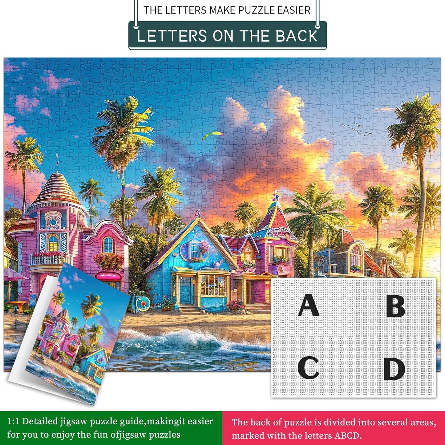 Puzzles for Adults 1000 Pieces,Seaview Campground Jigsaw Puzzle with 1:1 HD Poster, Perfect Interlocking No Dust, Stress Relief Ideal Gift for Family Games
