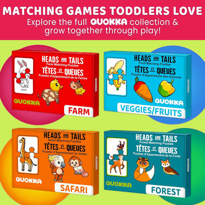 QUOKKA Toddler Puzzles Ages 2-4 – 100% Self-Correcting 16 Matching Pairs of Wood Animals – Educational Toddler Puzzles Ages 1-3 with 32 Pieces - Memory Matching Games for 3-5 Years Old Boys and Girls