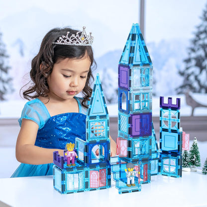 PicassoTiles Magnetic Building Block Set Geometry Shape Magnet Tiles Construction Toy STEM Learning Kit Educational Playset Playboard Pretend Play Stacking Blocks Child Brain Development PT16