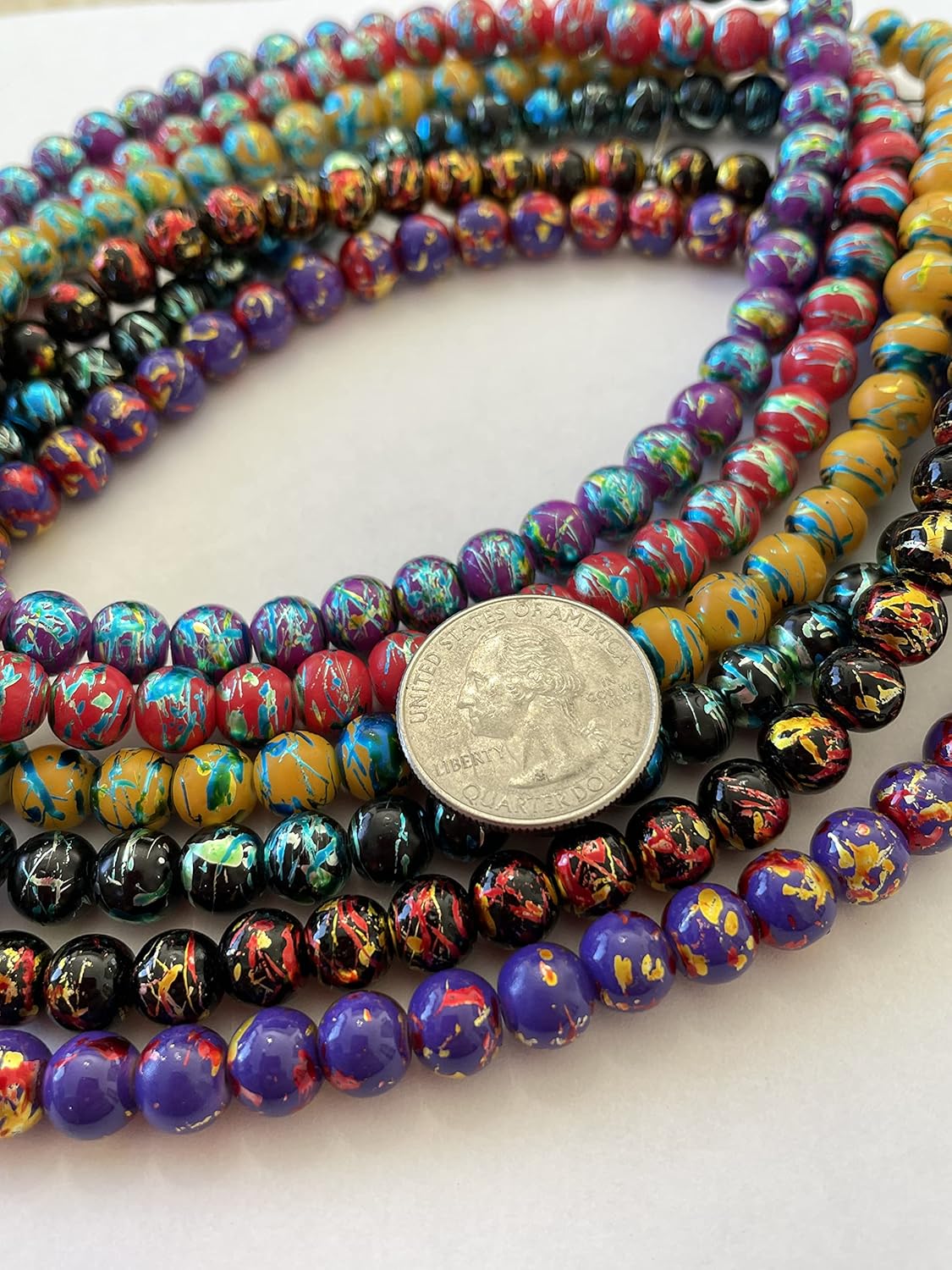 8mm Glass Beads Round Bulk for Bracelet, Glow in Dark Beads, DIY Jewelry Windchime Suncatcher Party Supplies, 300 pcs