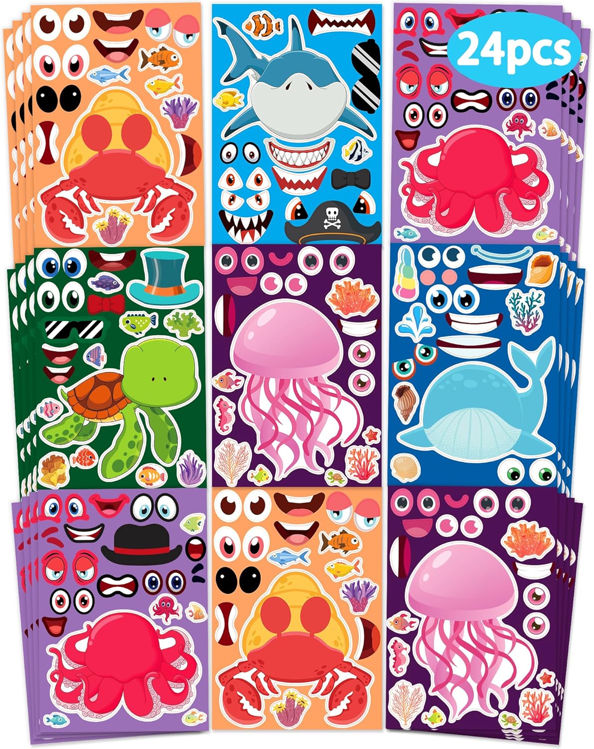 24 Pcs Make Your Own Dinosaur Sticker Sheets, Dinosaur Party Favors Face Stickers for Kids Boys Toddlers Crafts Activities Gift Bags Birthday Party Valentines Day Gifts for Kids Classroom