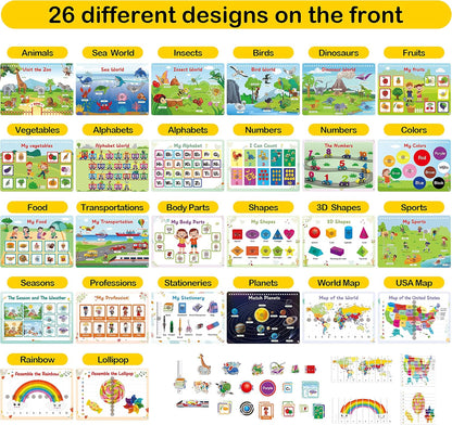 WJPC 53 Designs Busy Book for Toddlers 1,2,3,4,5,6 Years. Preschool Learning Busy Board Kids Boys&Girls Quiet Montessori Toddler Activity Book, Tracing Coloring Book