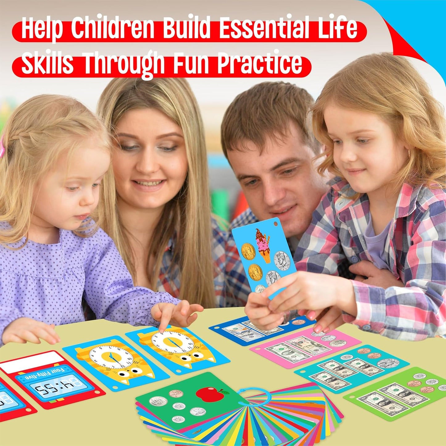 50 PCS Kid First Cognitive Flashcards,Double Sided Printed 7 in 1 Colorful Cards Alphabet,Numbers, Foods,Animals,Shapes,Colors with 3 Reclosable Rings,Learning Tool for Pre-K Kindergarten Toddlers