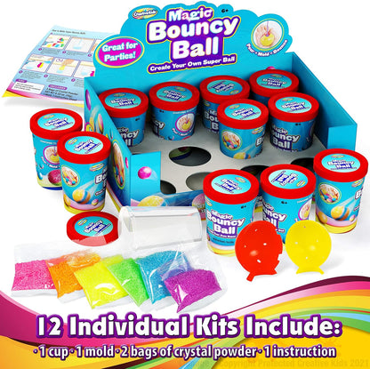 Creative Kids Magic Bouncy Balls - DIY STEM Toys - Science Kit for Kids - 25 Multicolor Bags & 5 Molds Makes Up to 43 Balls